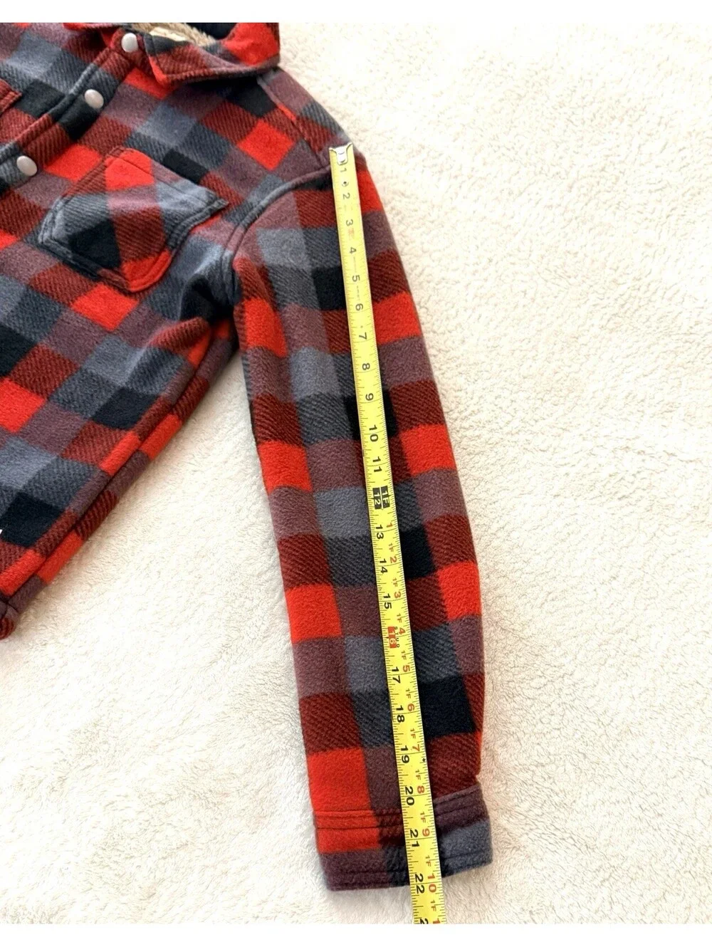 Weatherproof Vintage Boys M 10/12 Sherpa Lined Buffalo Plaid Jacket Red